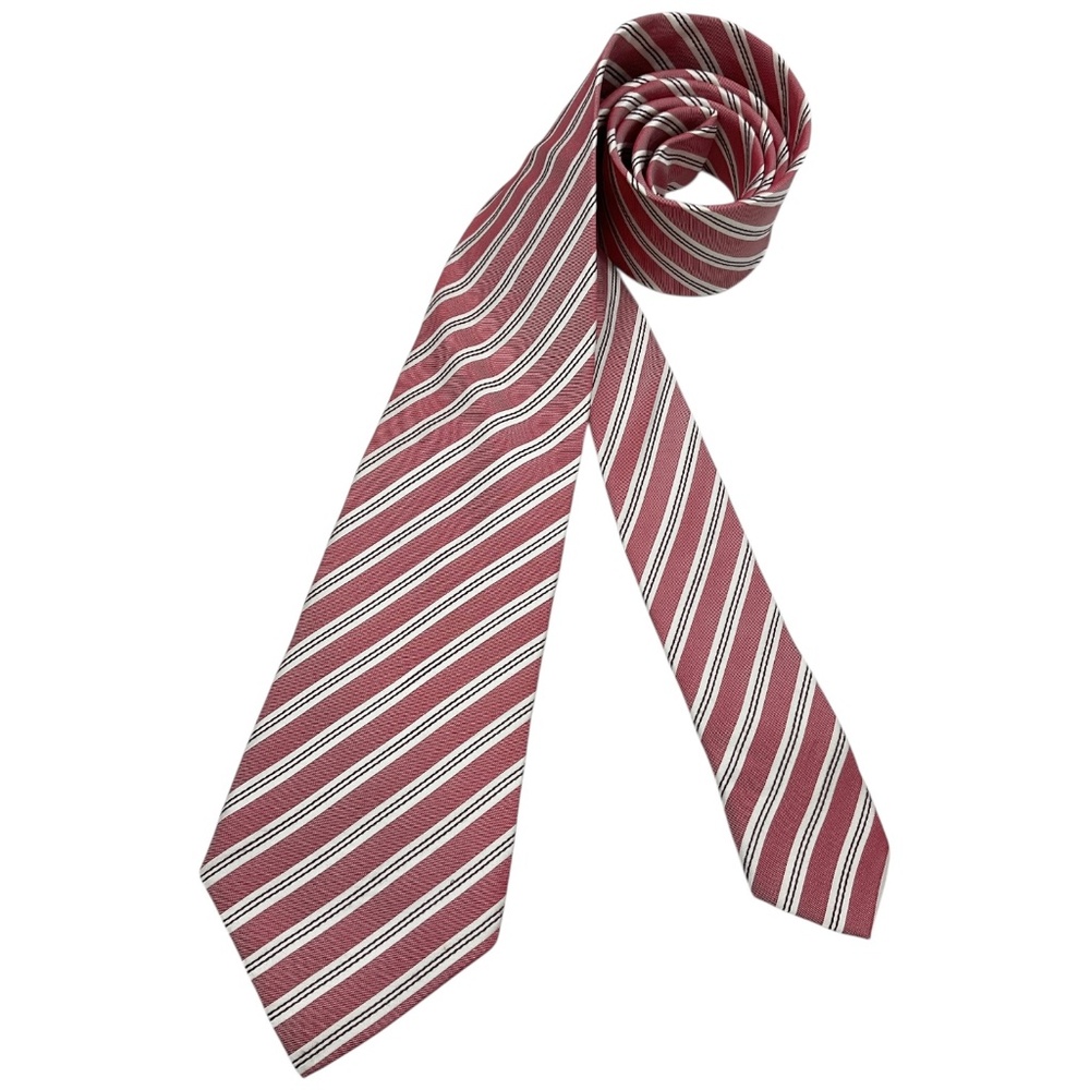 SOLD GIORGIO ARMANI Pink/White Striped Silk LUXURY Tie ITALY